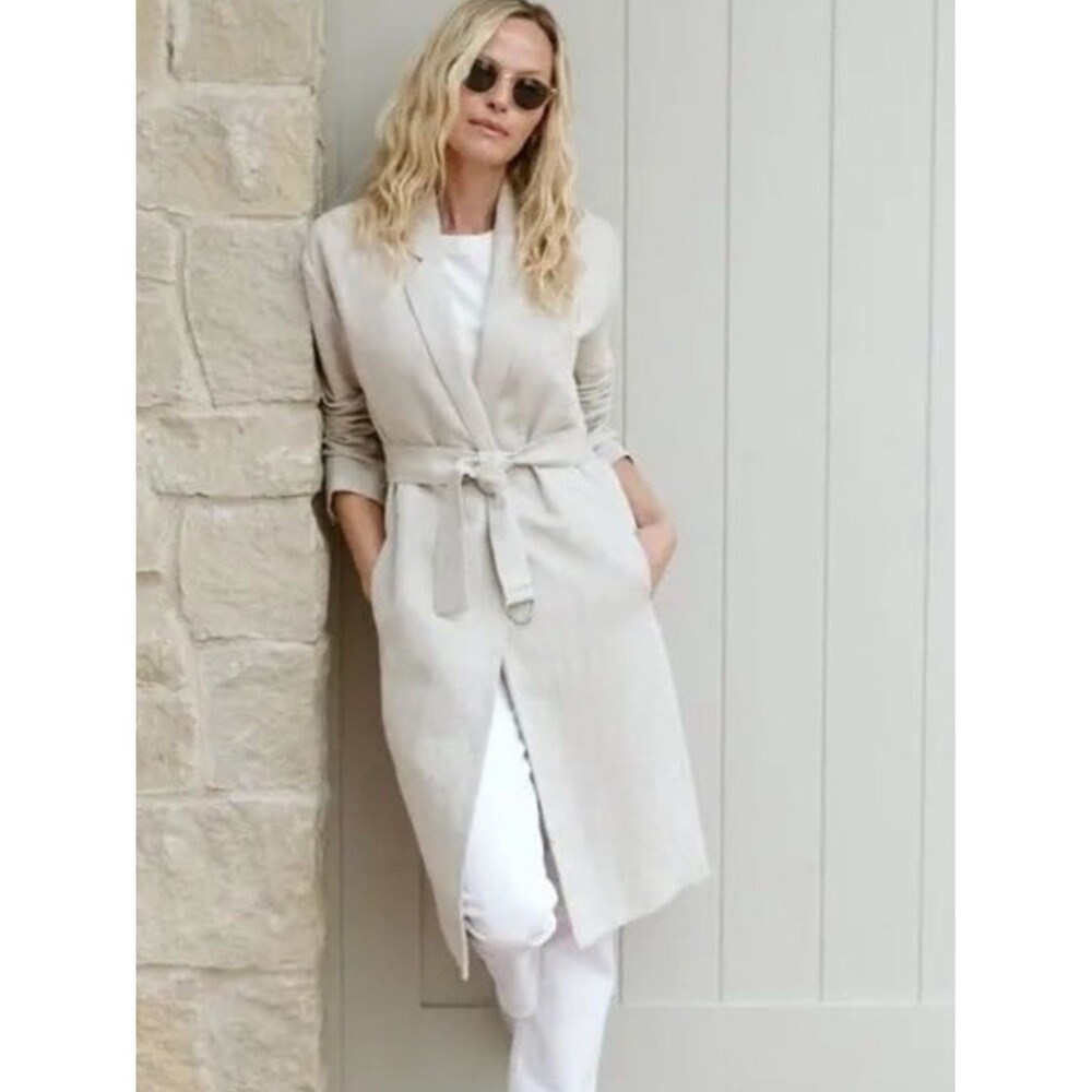 Jenni Kayne Linen Cotton Blend Trench Coat in Natural Size XS